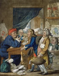 Ein Landanwalt und seine Klienten, veröffentlicht von Bowles und Carver, 1800